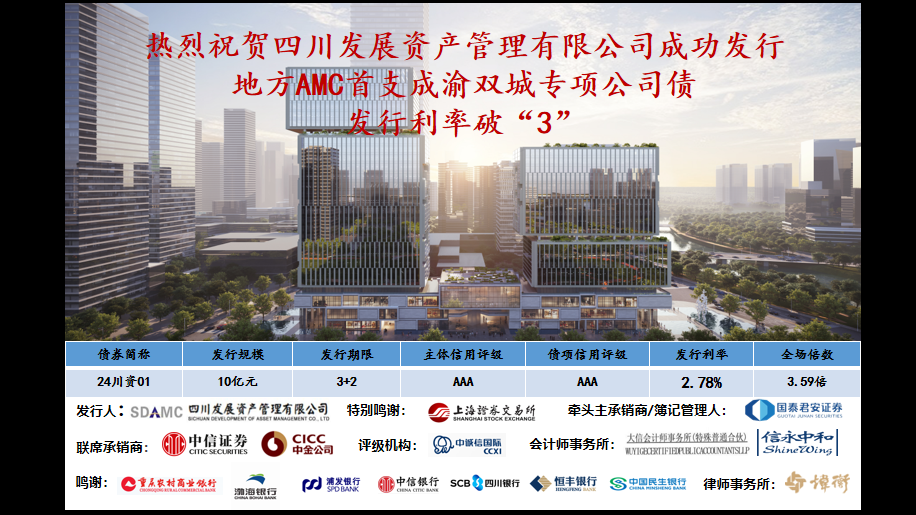 看好雙城經(jīng)濟(jì)，發(fā)行利率破“3”—川發(fā)資管成功發(fā)行成渝雙城專項(xiàng)公司債